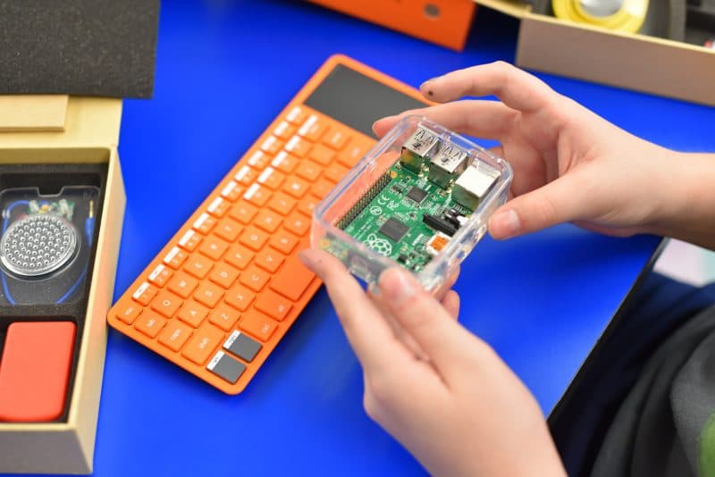 Students assembling Kano computer kits